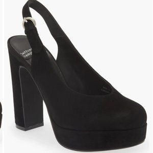 Jeffrey Campbell Bet On It Slingback Platform Pump in Black Suede